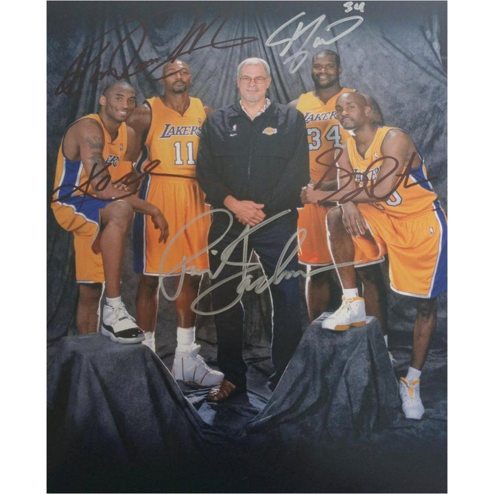 Kobe Bryant Shaquille O'Neal Phil Jackson Gary Payton Karl Malone 8 x 10 photo signed with proof - Awesome Artifacts 