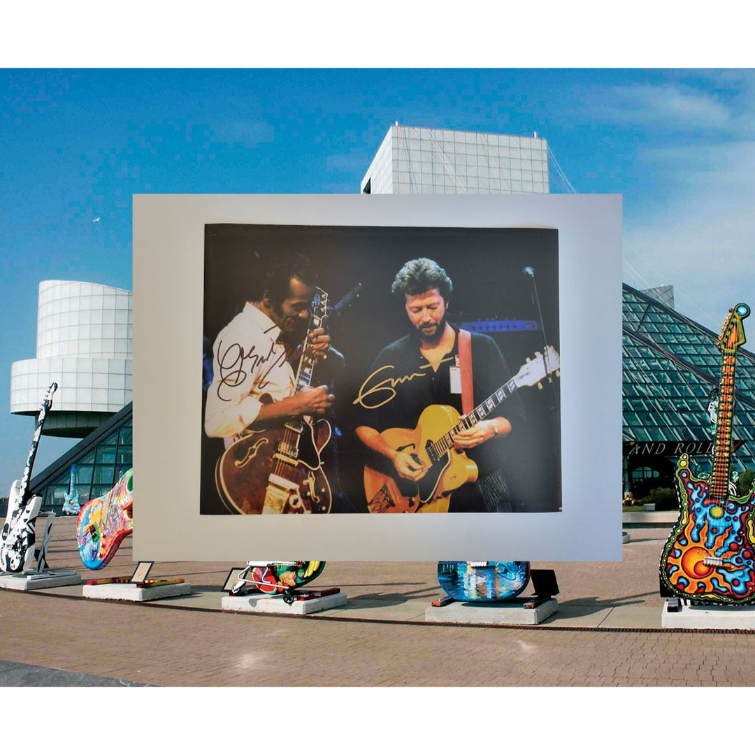 Eric Clapton and Chuck Berry 8x10 photo signed with proof