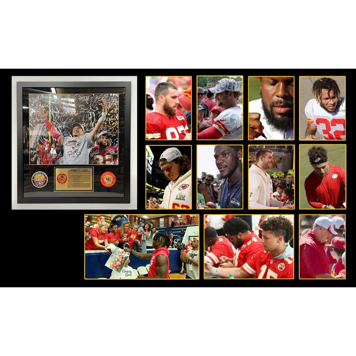 Patrick Mahomes Andy Reid Tyreek Hill Travis Kelce 2019 Kansas City Chiefs Super Bowl champions 16x20 photo team signed and framed