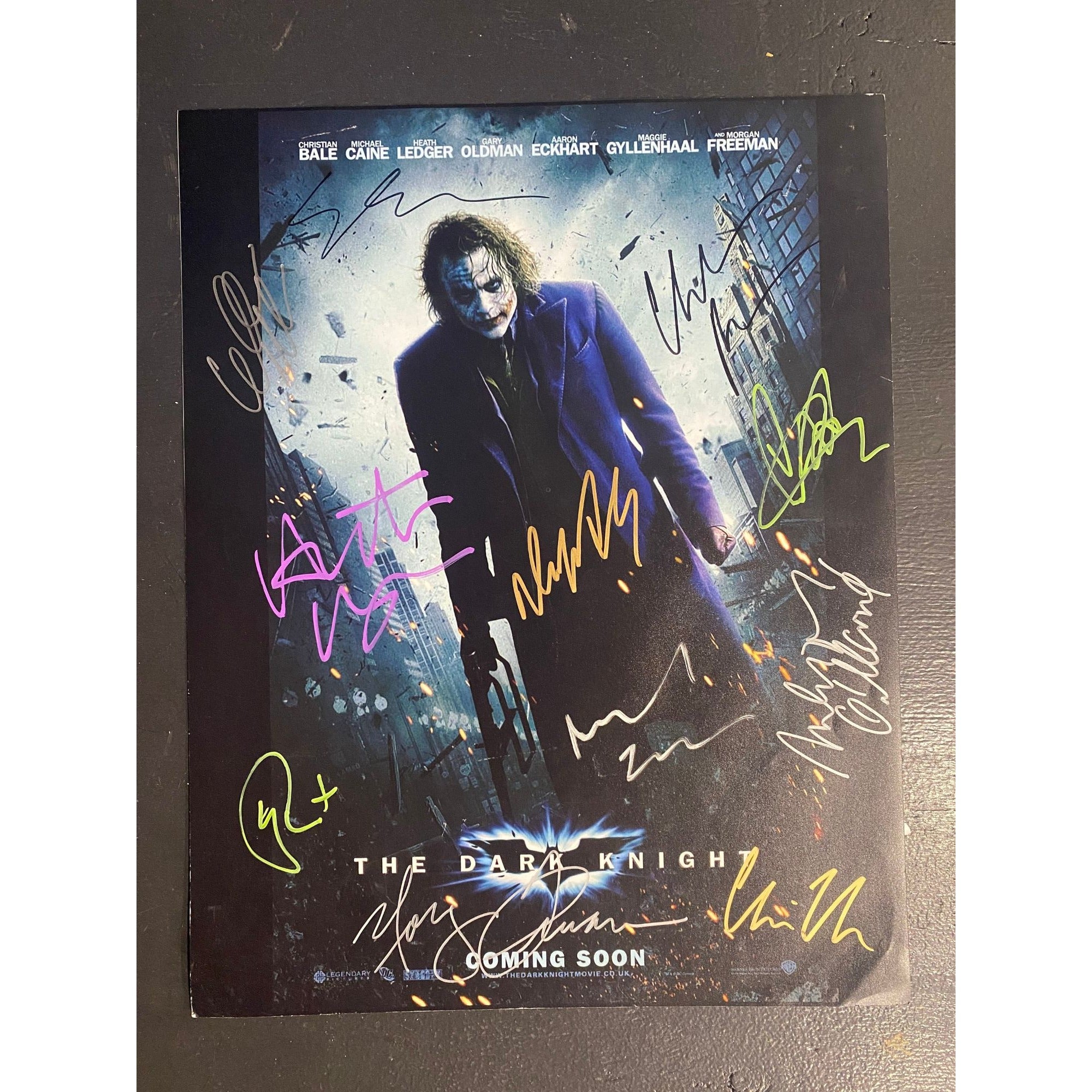 Heath Ledger Dark Knight cast signed 11x14 photograph with proof