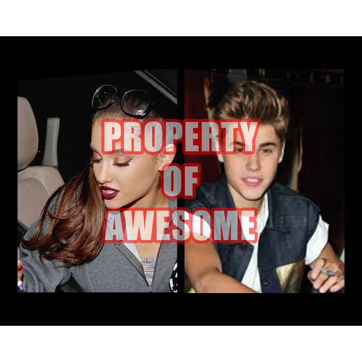 Ariana Grande and Justin Bieber 8 by 10 signed photo with proof