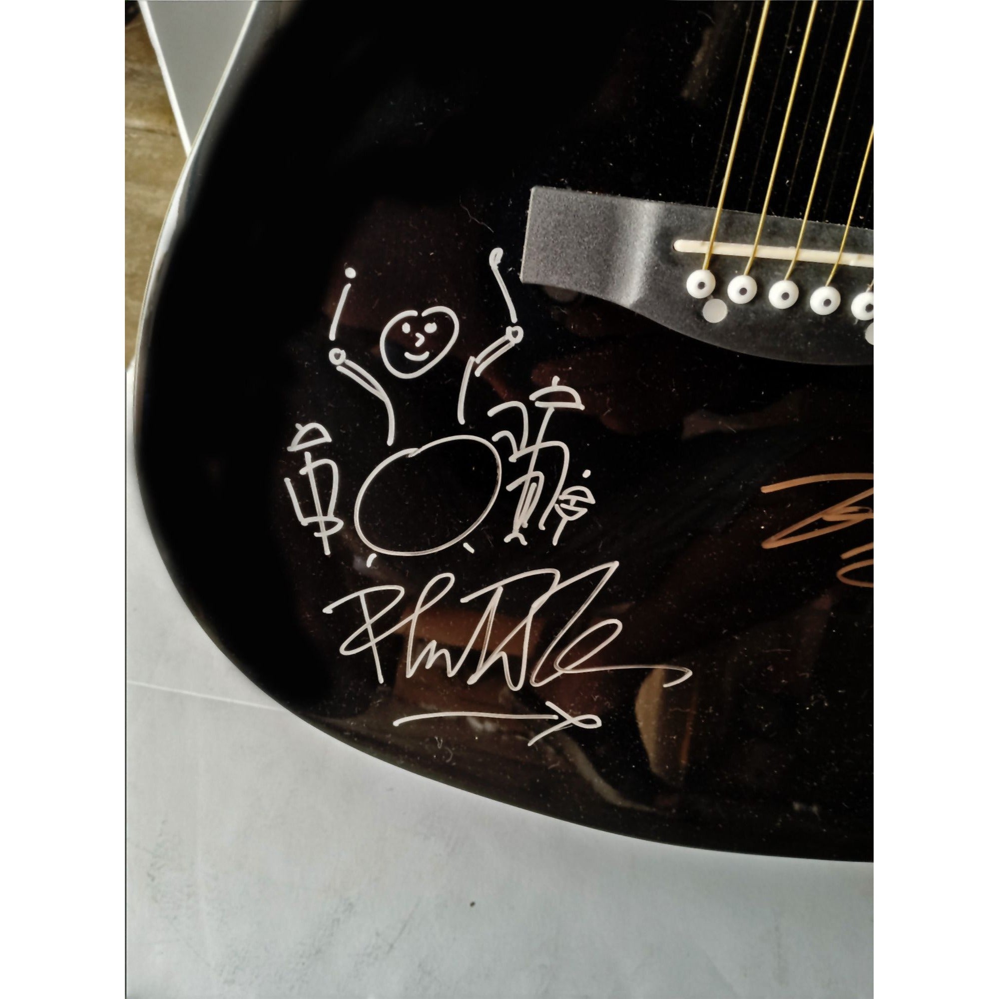 Phil Collins, Peter Gabriel, Tony Banks, Mike Rutherford, Genesis signed guitar with proof