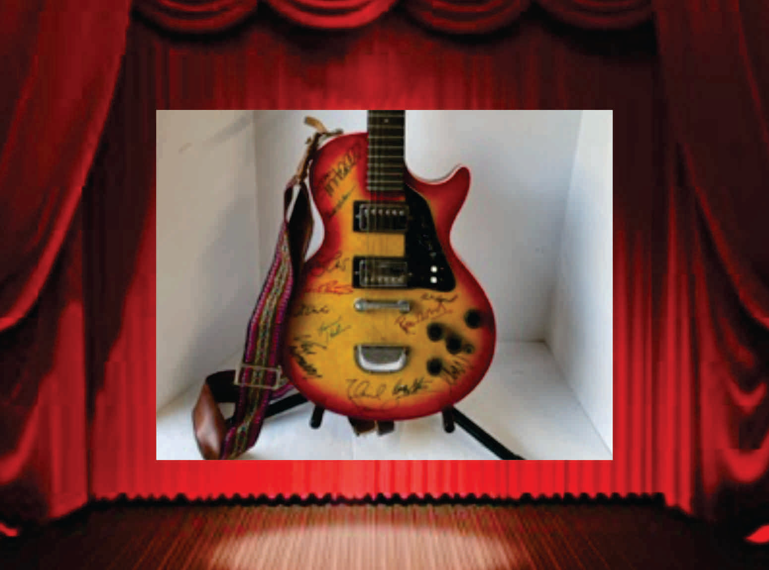 Last Waltz vintage electric guitar signed Bob Dylan Van Morrison Eric Clapton Joni Mitchell 17 Rock Legends