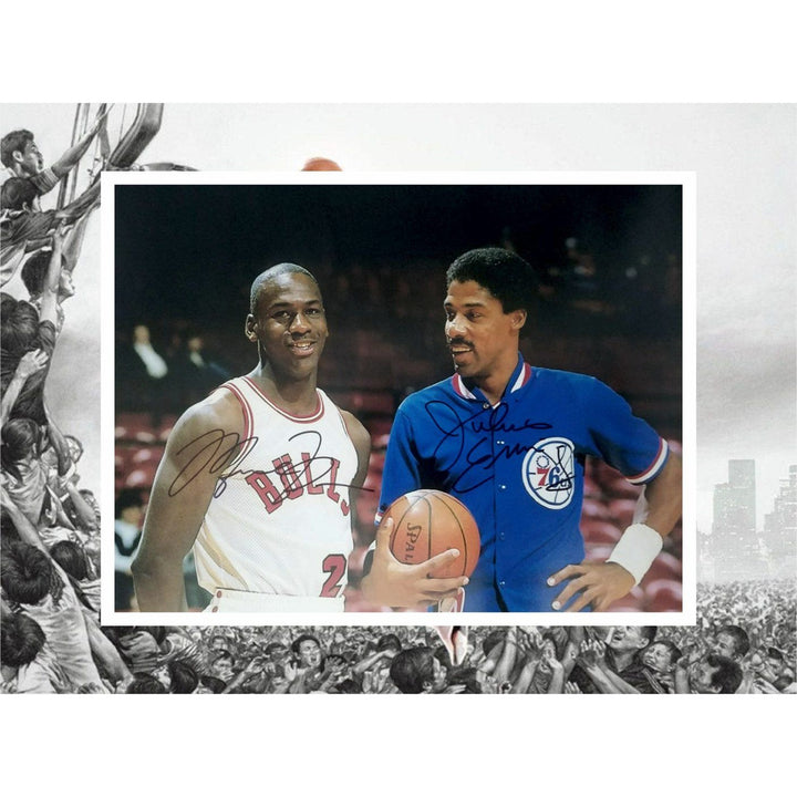 Michael Jordan Julius Dr J Irving 16x20 photo signed with proof