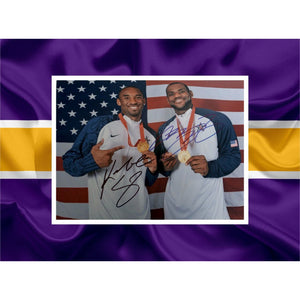 LeBron James Kobe Bryant USA Basketball 8 x 10 photo signed with proof