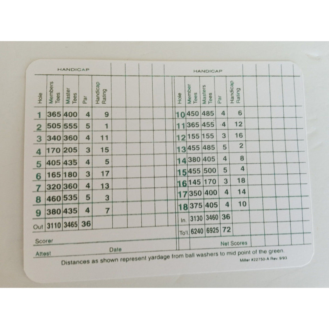 Nick Faldo Masters score card signed with proof - Awesome Artifacts 