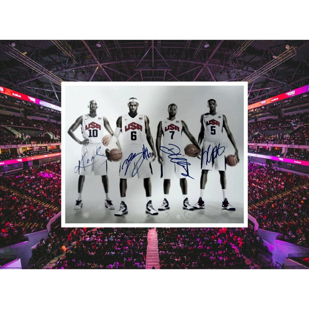 Kobe Bryant LeBron James Deron Williams Kevin Durant 11 by 14 USA photo signed with proof - Awesome Artifacts 