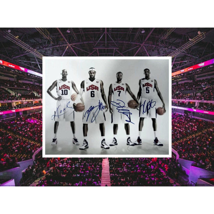 Kobe Bryant LeBron James Deron Williams Kevin Durant 11 by 14 USA photo signed with proof