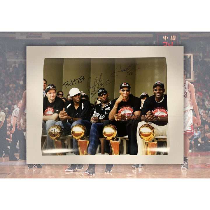 Michael Jordan Dennis Rodman Scottie Pippen Ron Harper Toni Kukoc 16x20 photo signed with proof $