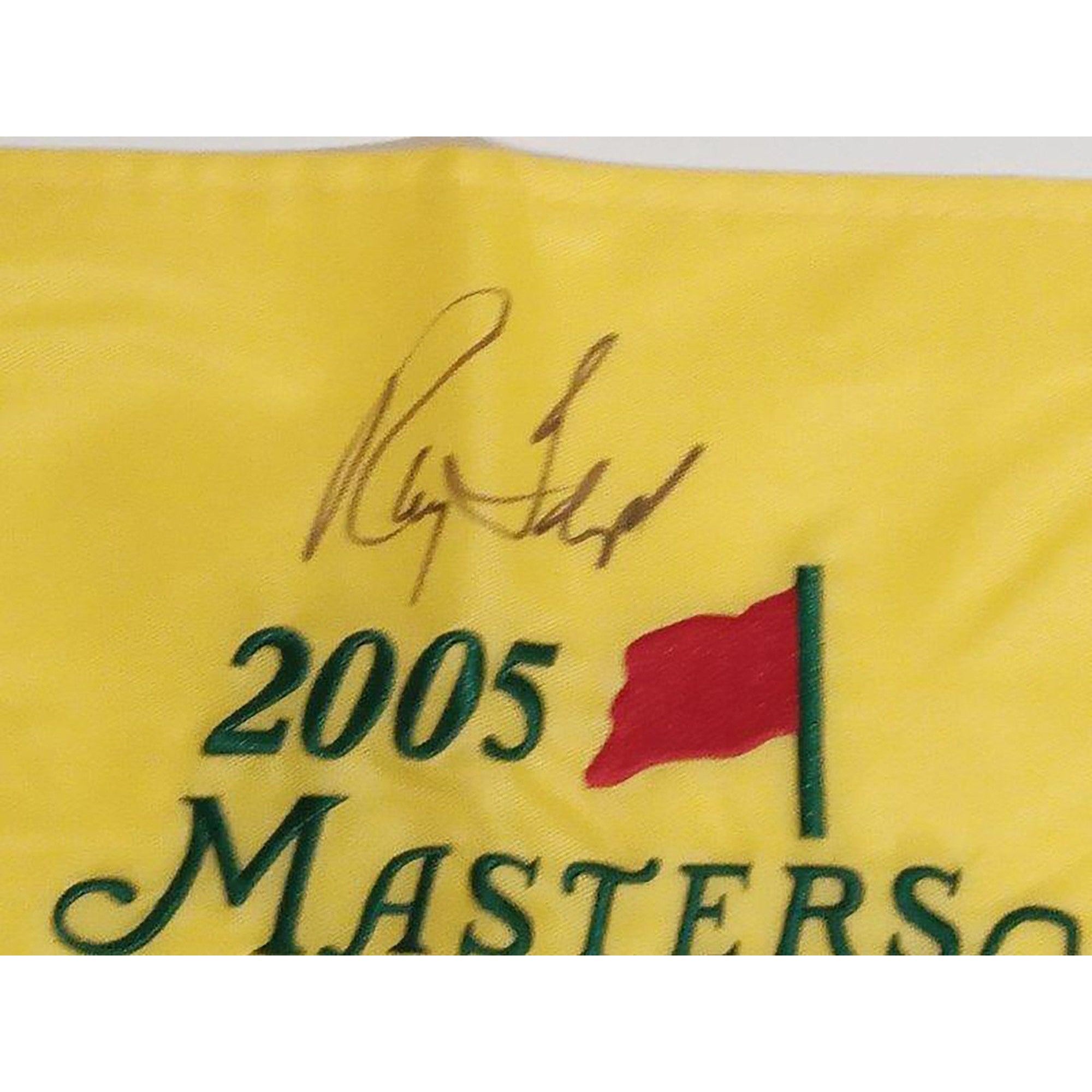 Raymond Floyd Masters flag signed with Ernie Els