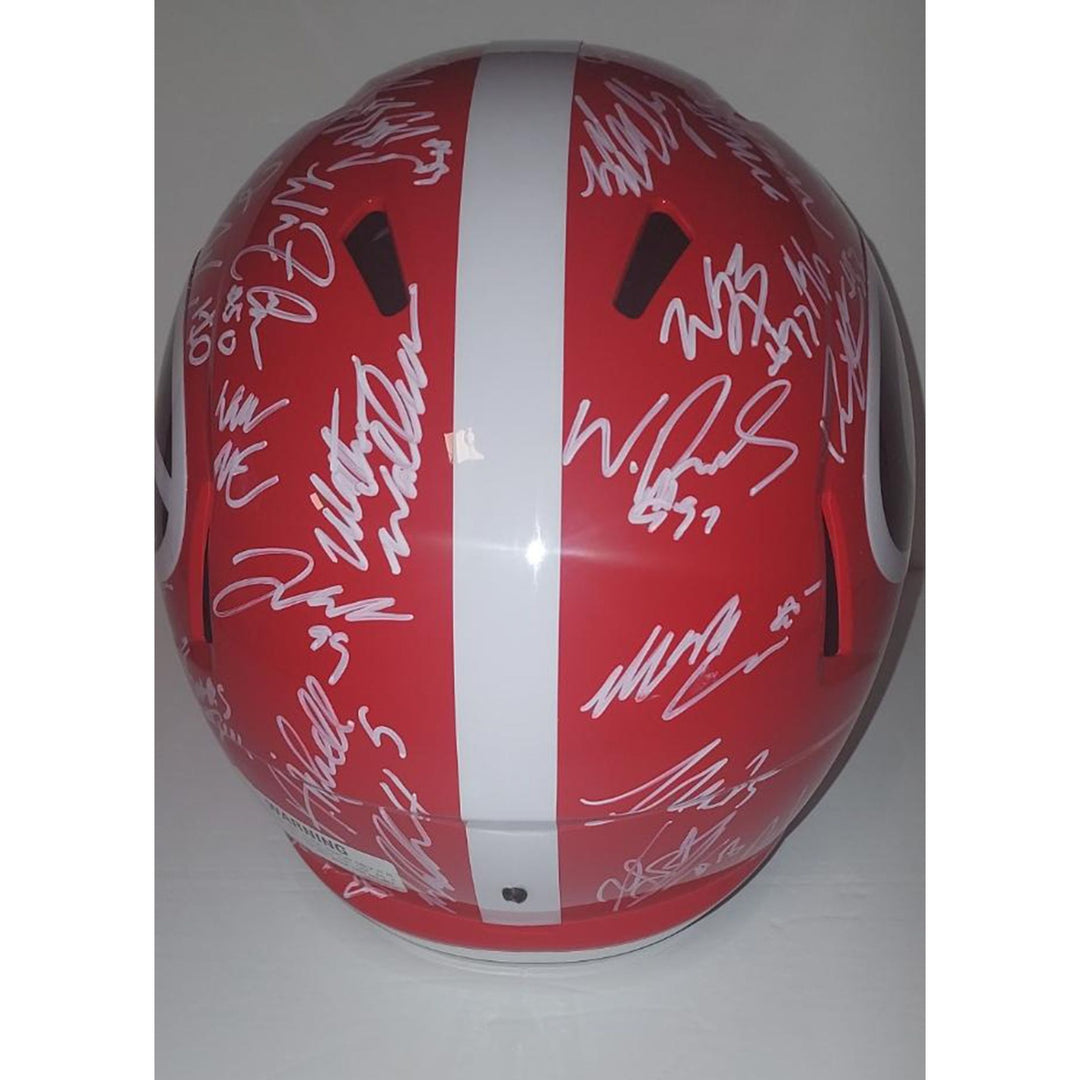 Georgia Bulldogs 2021-22 national champions Stetson Bennett, Kirby Smart, Brock Bowers team signed Riddell Speed replica helmet with proof