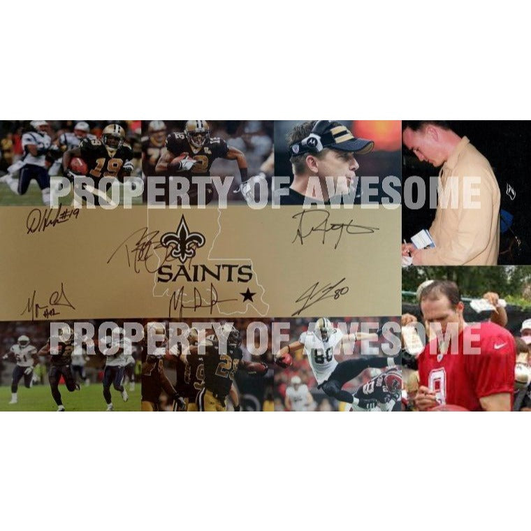 Drew Brees Sean Payton Marcus Colston Devery Henderson Jeremy Shockey Mark Ingram 16 x 20 photo signed with proof