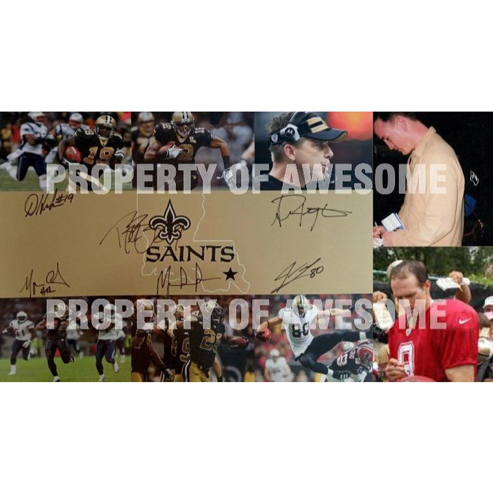 Drew Brees Sean Payton Marcus Colston Devery Henderson Jeremy Shockey Mark Ingram 16 x 20 photo signed with proof