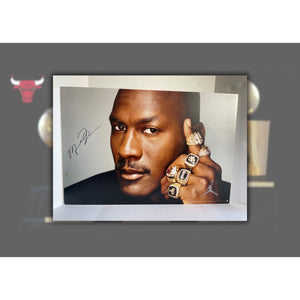 Michael Jordan mounted photograph 20x30 signed with proof