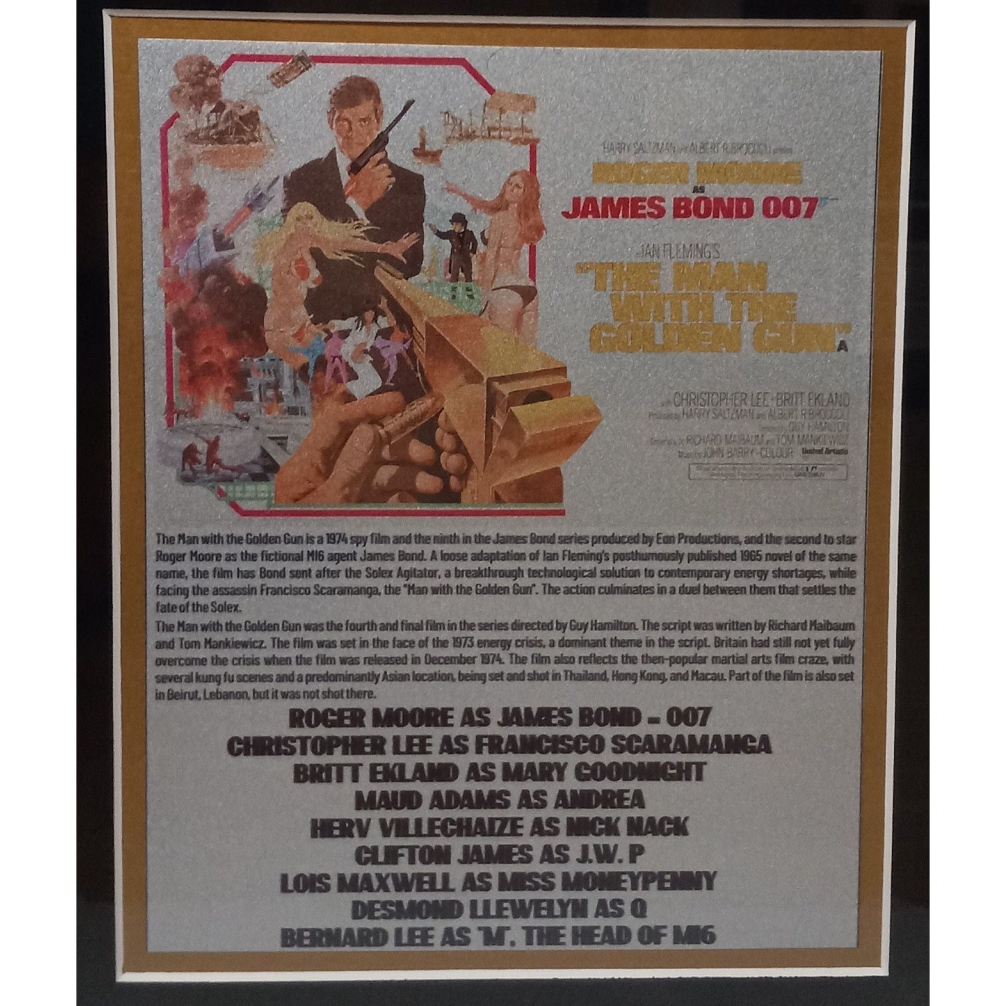 Roger Moore The Man with the Golden Gun Cast signed and framed with proof