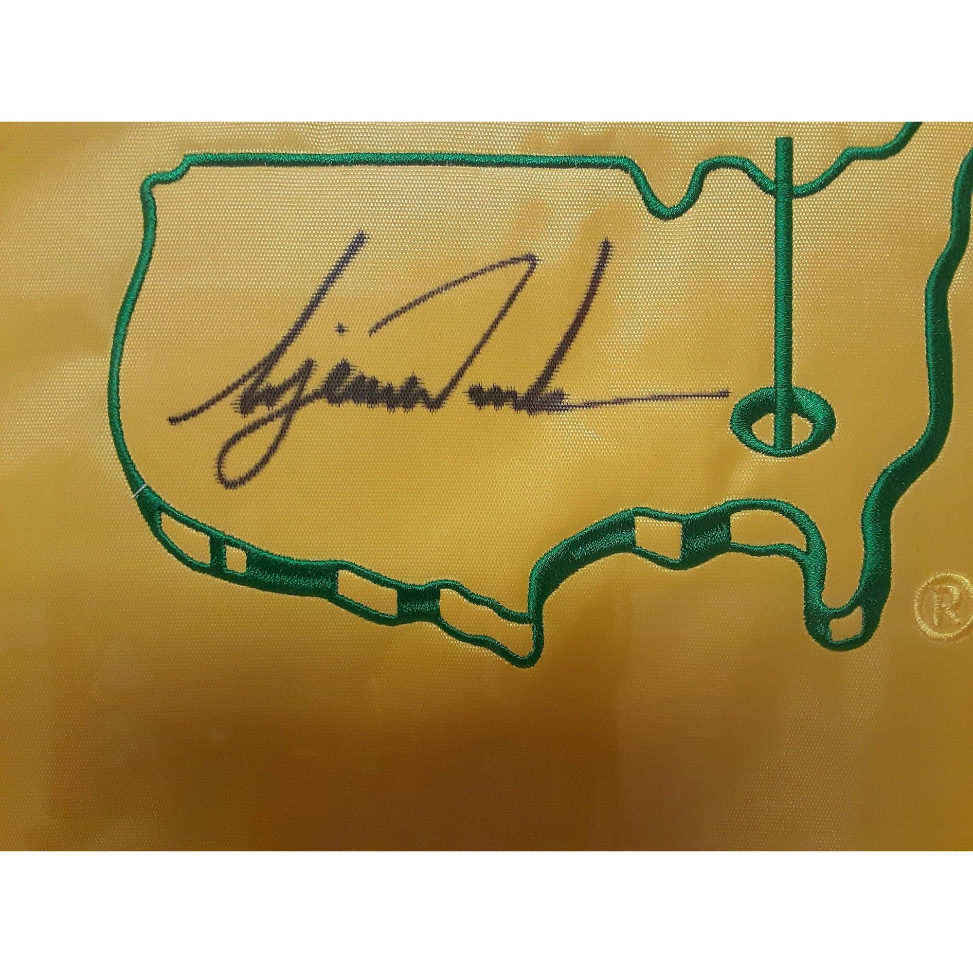 Tiger Woods 1997 Masters flag signed and framed with proof