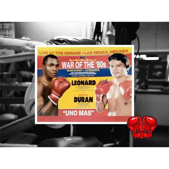 Sugar Ray Leonard and Roberto Duran 16 x 20 photo signed with proof