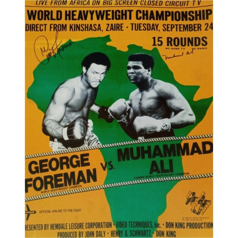 Muhammad Ali and George Foreman 16 x 20 photo signed with proof