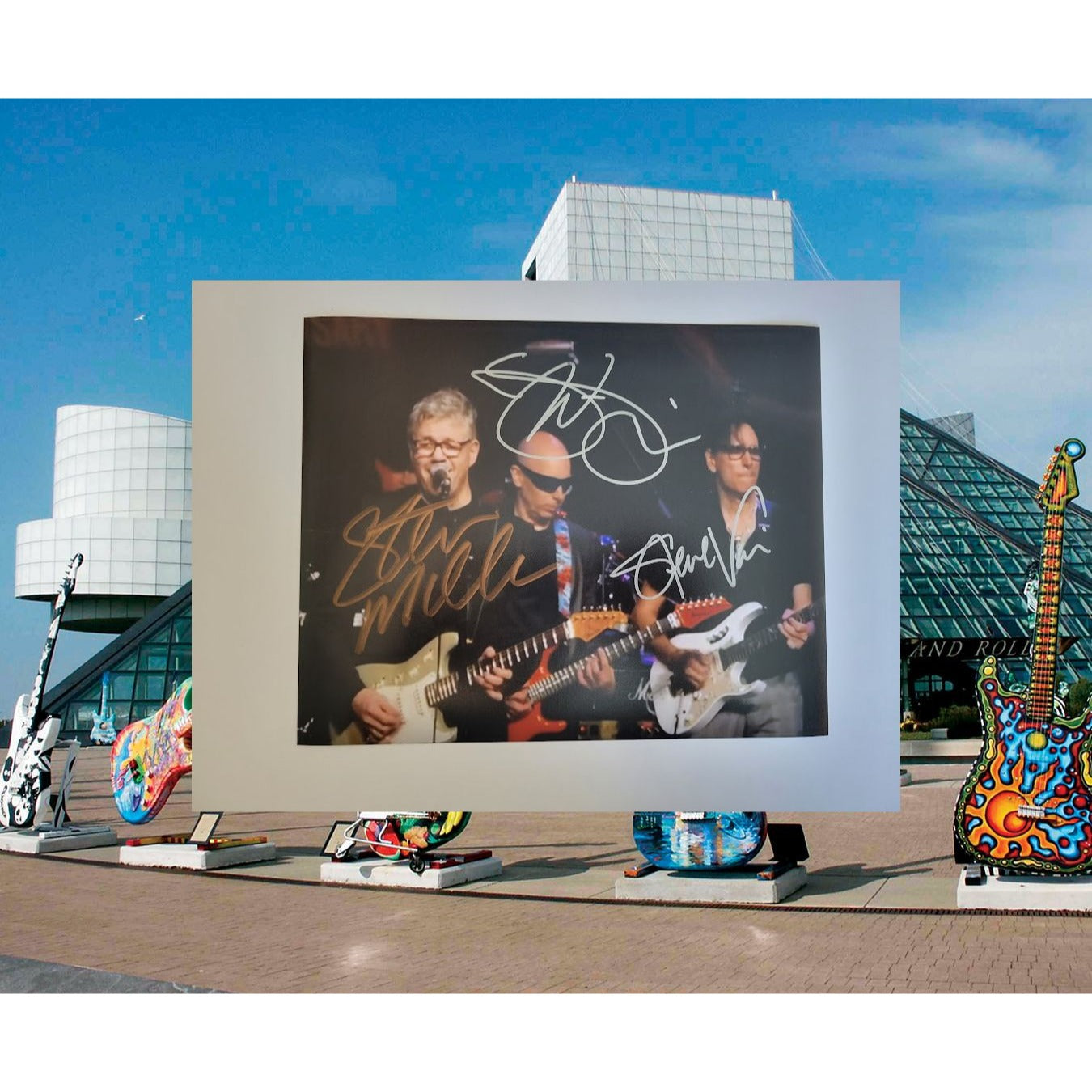 Steve Miller Steve Vai Joe Satriani 8x10 photo signed with proof