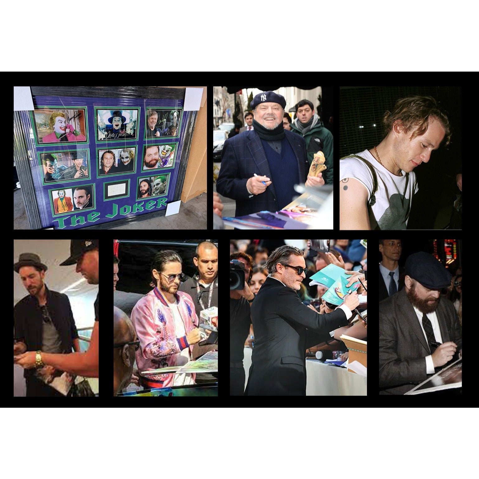 Cesar Romero Jack Nicholson Mark Hamill Joaquin Phoenix Heath Ledger Jared  Leto signed and framed with proof