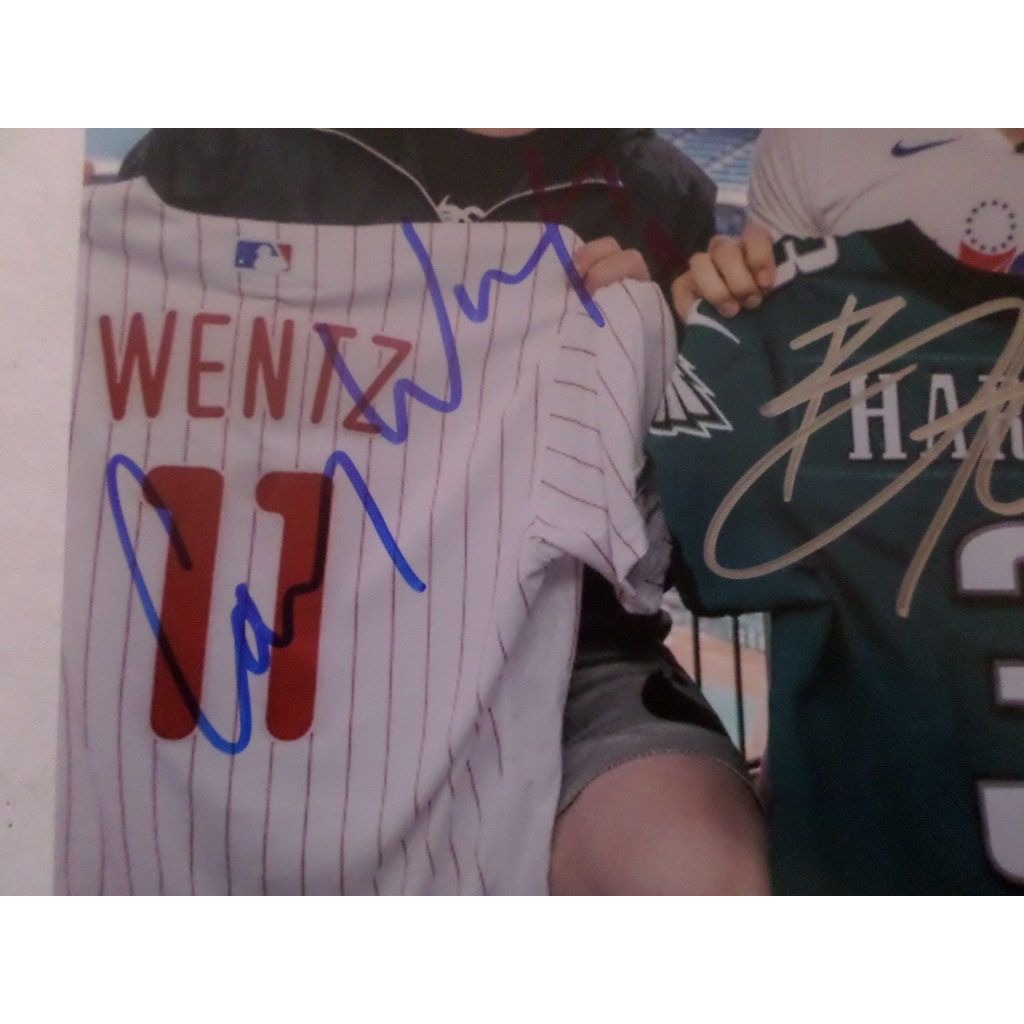 Carson Wentz Rhys Hoskins Bryce Harper 8 by 10 signed photo with proof