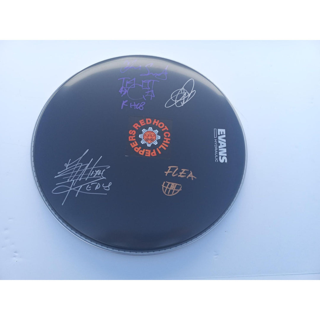 Red Hot Chili Peppers Anthony Kiedis flea Chad Smith John Frusciante 14 inch drum head sign with proof