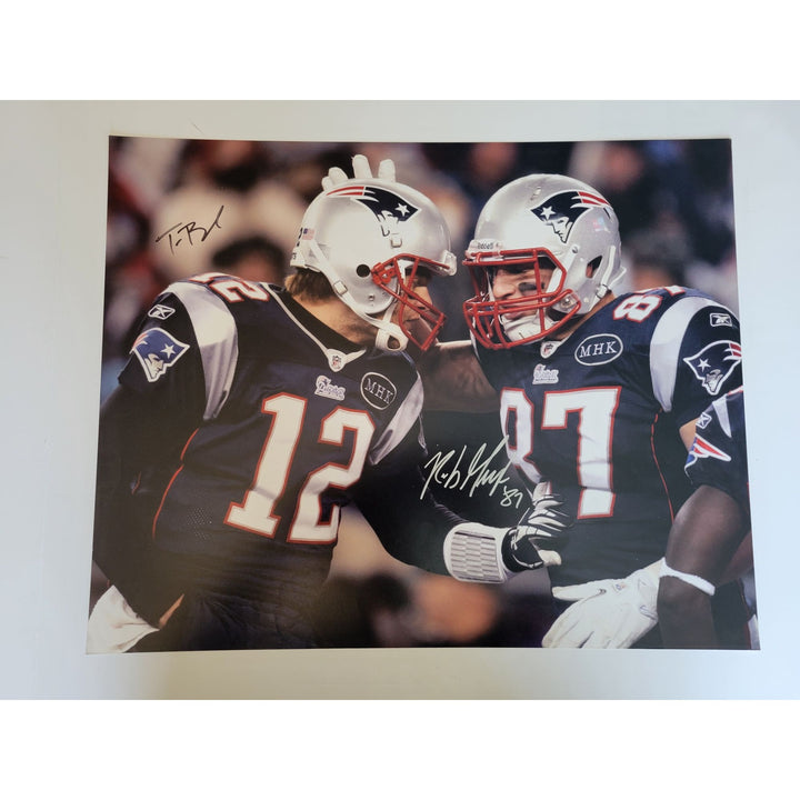 New England Patriots Rob Gronkowski and Tom Brady 16 x 20 photo signed with proof - Awesome Artifacts 