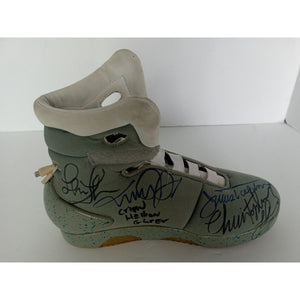 Michael J. Fox, Steven Spielberg, Back to the Future cast shoe signed with proof