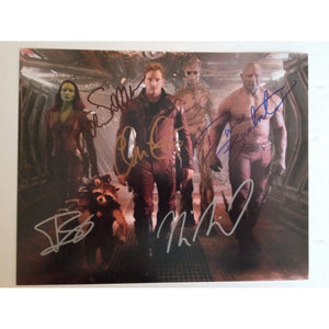 Guardians of the Galaxy Zoe Saldana, Dave Bautista, Vin Diesel, Chris Pratt, Bradley Cooper 8 by 10 signed photo with proof