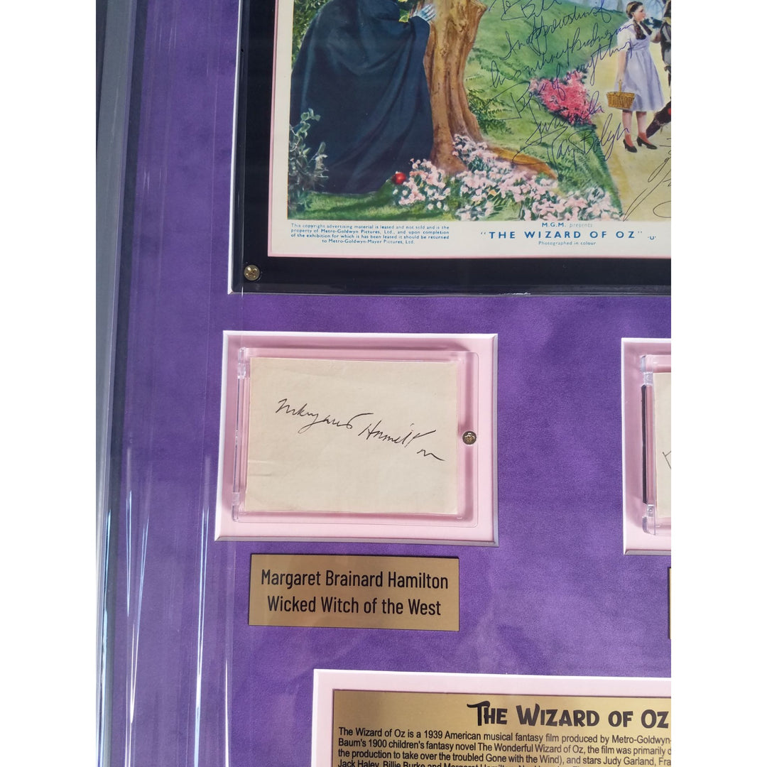 The Wizard of Oz Judy Garland Ray Bolger BillY Burke Margaret Hamilton signed and framed