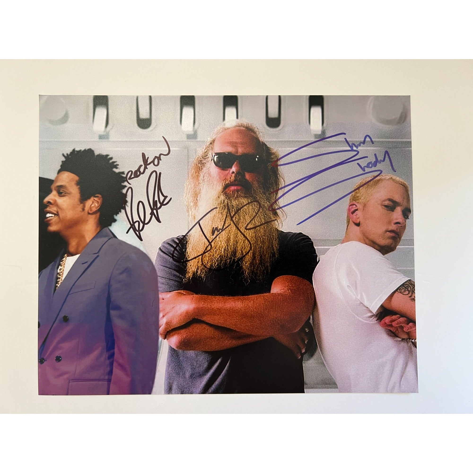 Eminem Slim Shady Marshall Mathers Rick Rubin and Jay Z 8x10 photo signed with proof