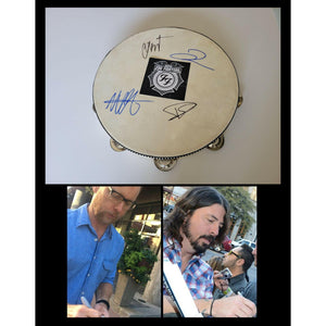 Foo Fighters, Dave Grohl, Nate Mendel, Taylor Hawkins, Chris Shiflett tambourine signed