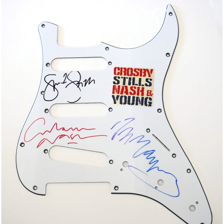 Neil Young CSNY signed guitar pickguard with proof - Awesome Artifacts 