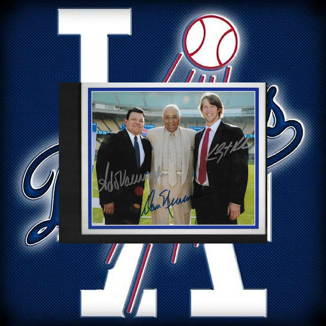 Fernando Valenzuela, Newcomb and Clayton Kershaw 8 by 10 signed photo