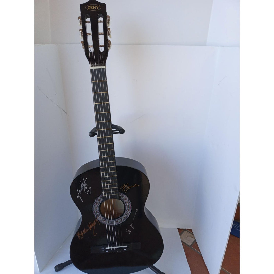 ABBA Anni-Frid Lyngstad Benny Anderson Bjorn Ulvaeus Agnetha Fältskog Zenni acoustic guitar signed with proof