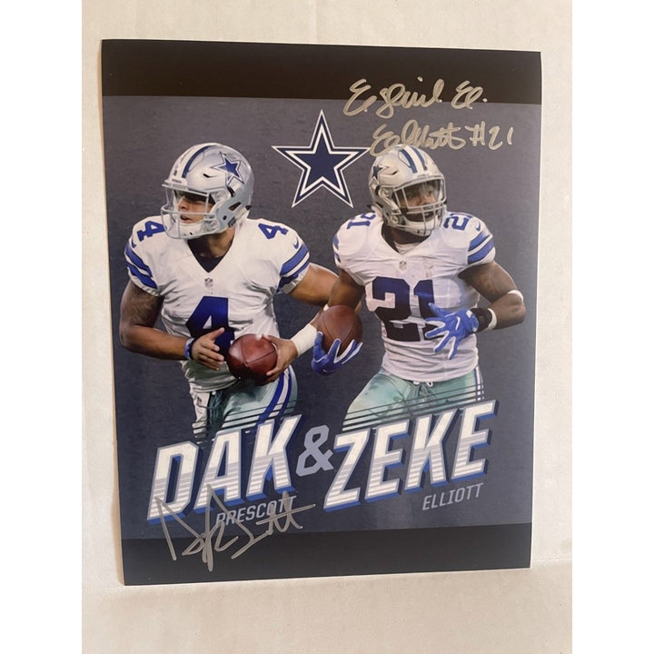 Dallas Cowboys Dak Prescott Ezekiel Elliott 8x10 photo signed with proof