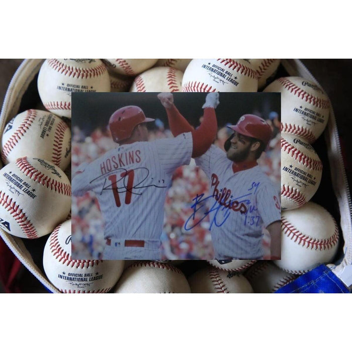 Rhys Hoskins Bryce Harper 8 x 10 signed photo