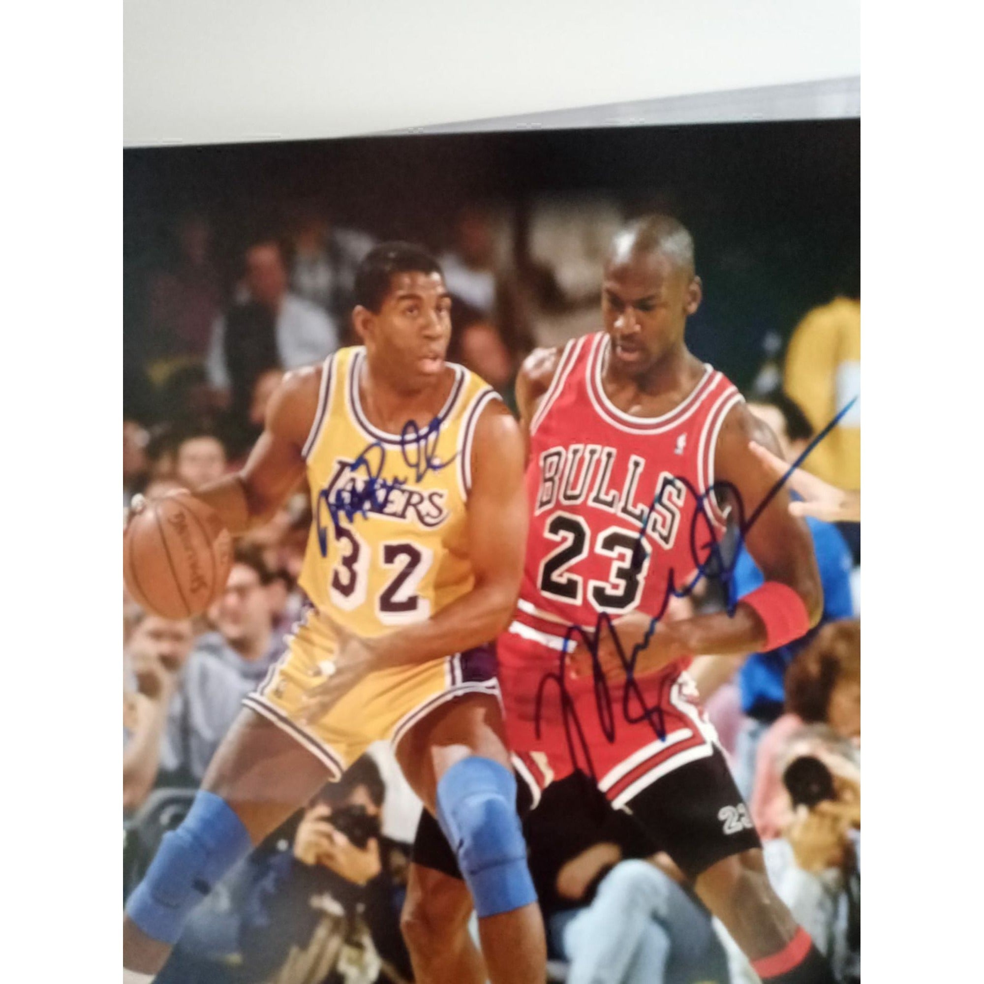 Earvin "Magic" Johnson and Michael Jordan 16x20 photo signed with proof