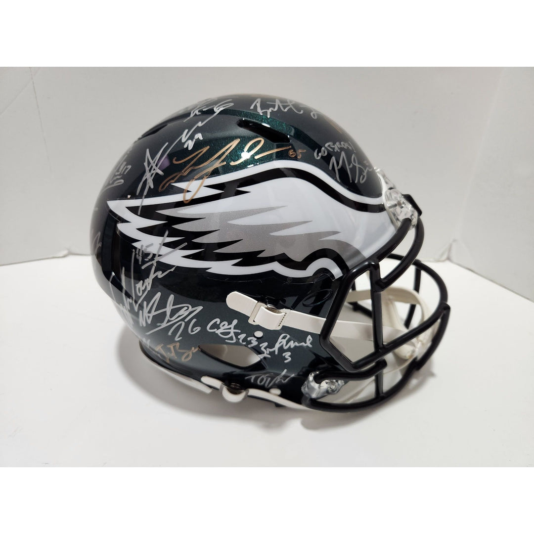 2022 Philadelphia Eagles Jalen Hurts AJ Brown Riddell Speed authentic game model helmet team signed helmet with proof