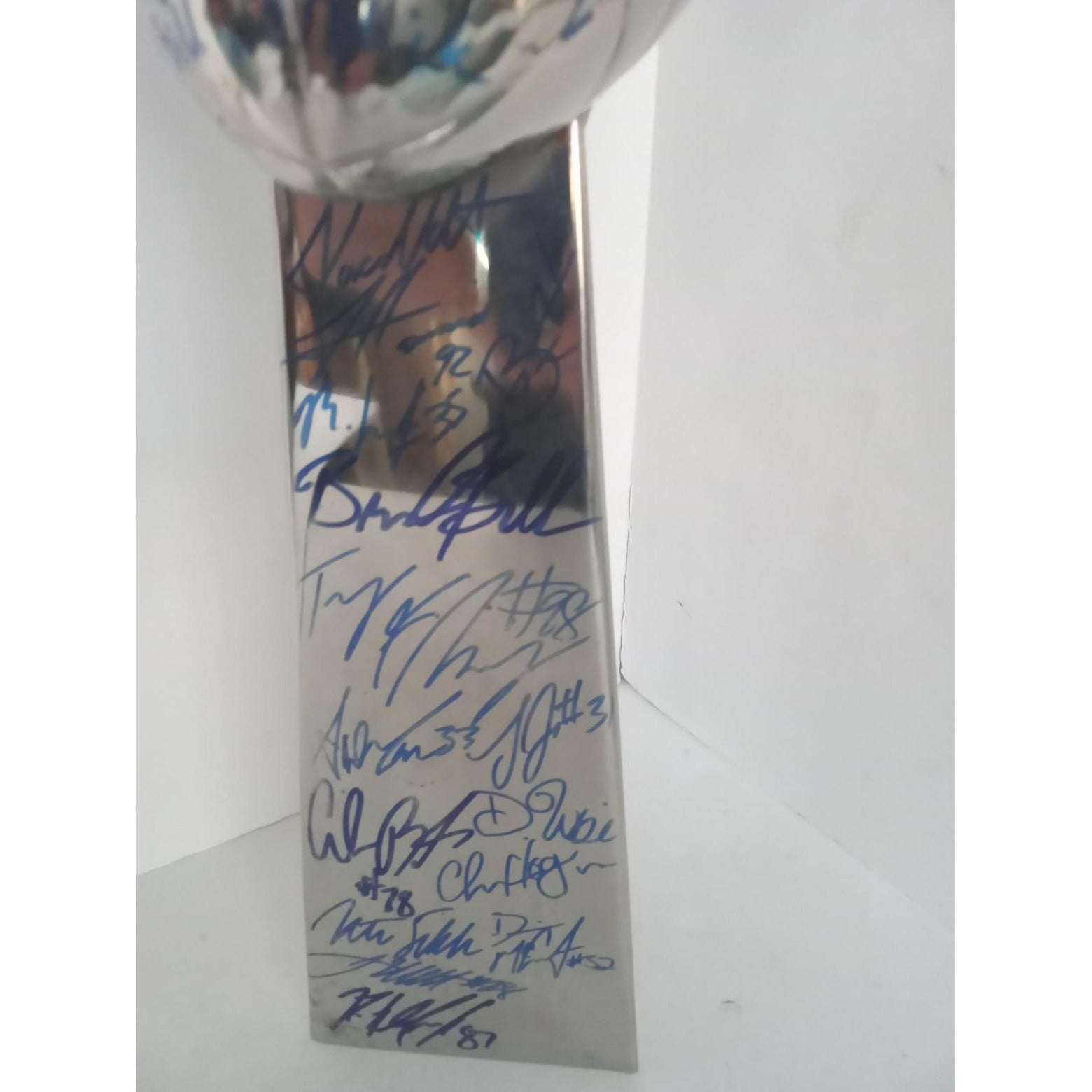 New England Patriots Super Bowl Champs Tom Brady Rob Gronkowski Bill Belichick signed Lombardi trophy with proof