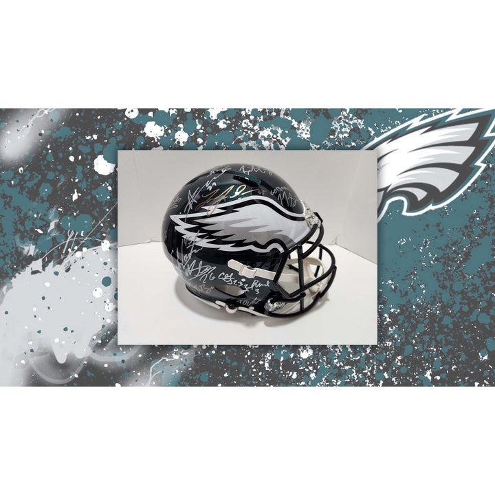 2022 Philadelphia Eagles Jalen Hurts AJ Brown Riddell Speed authentic game model helmet team signed helmet with proof