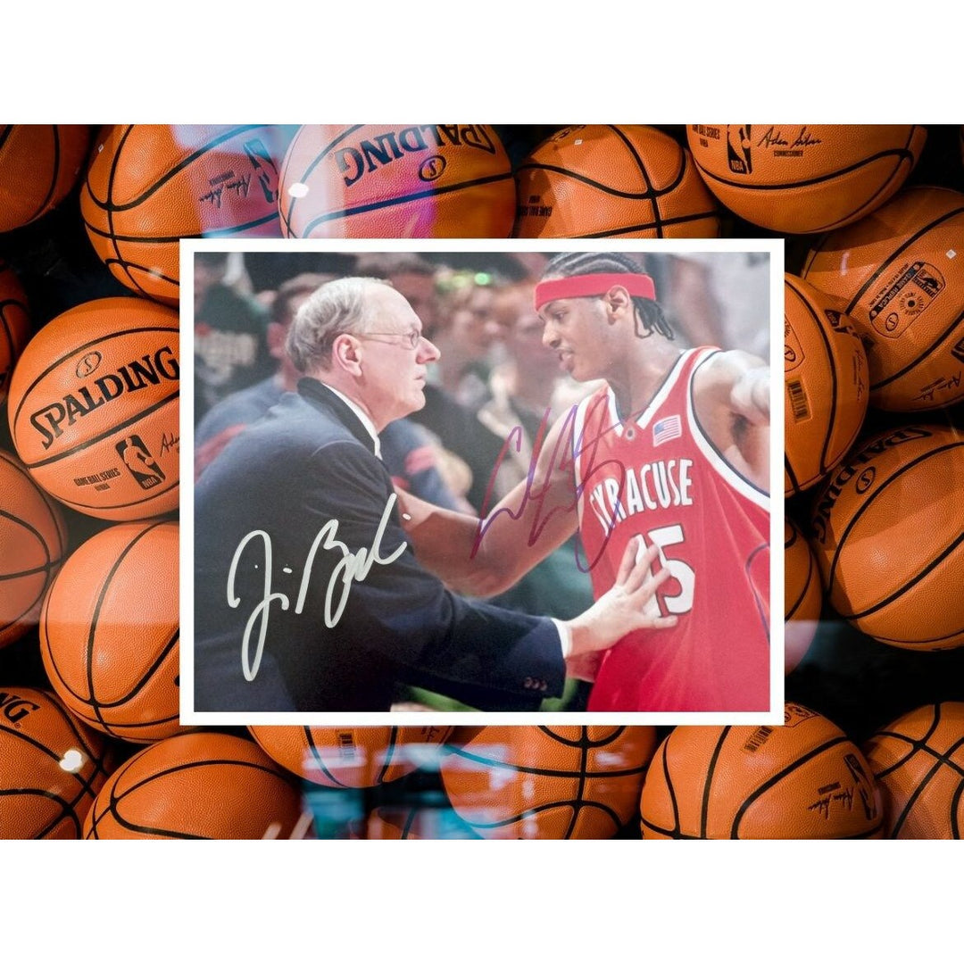 Syracuse Orangemen Jim Boeheim Carmelo Anthony 8 by 10 signed photo with proof - Awesome Artifacts 