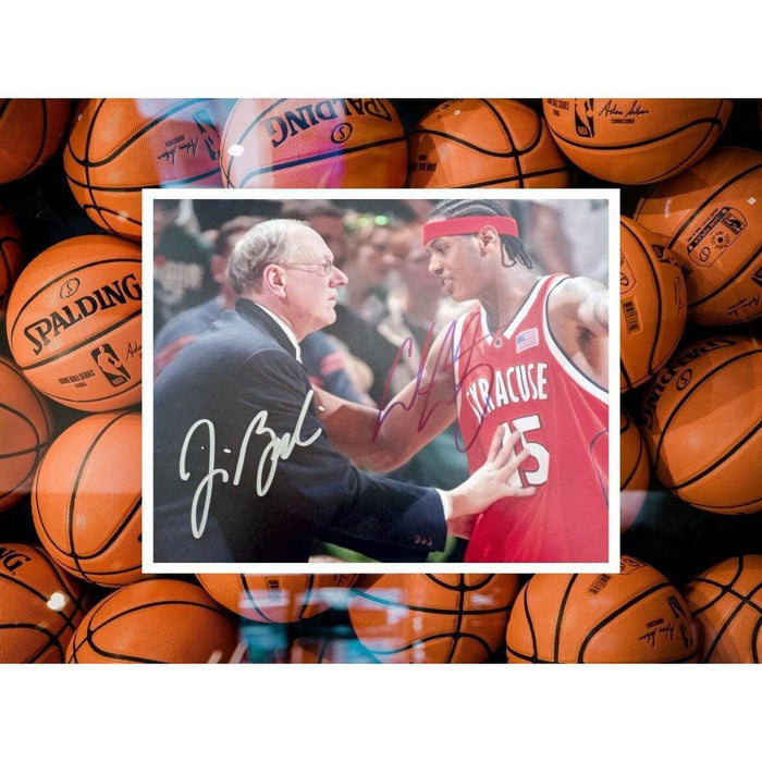 Syracuse Orangemen Jim Boeheim Carmelo Anthony 8 by 10 signed photo with proof