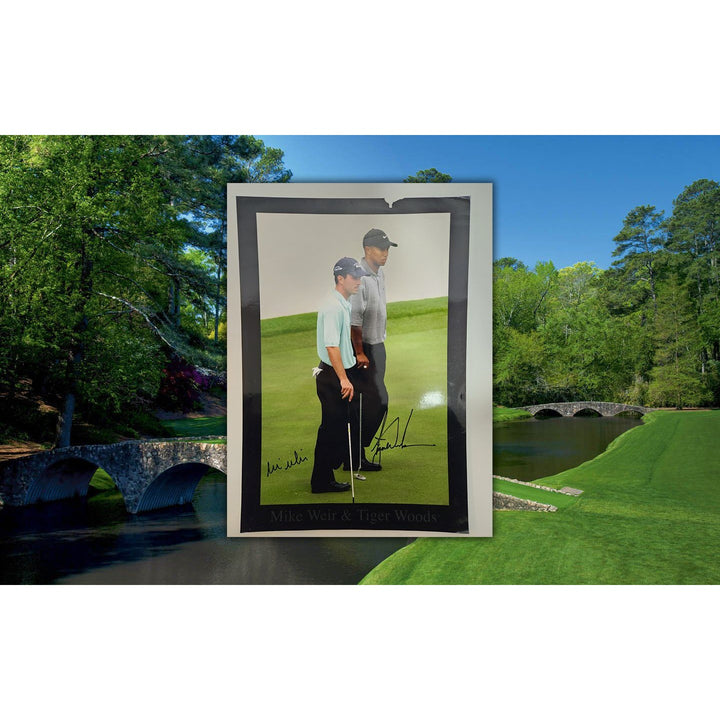 Tiger Woods Mike Weir 11x17 photo signed