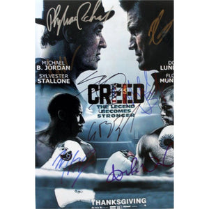 Creed Sylvester Stallone Carl Weathers Michael B Jordan 11 by 14 movie poster signed with proof