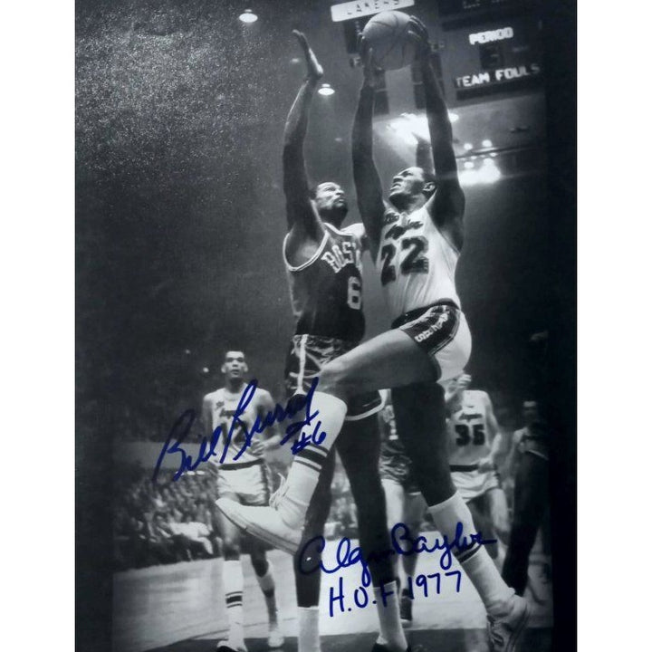 Bill Russell Boston Celtics Elgin Baylor Los Angeles Lakers 11 by 14 photo signed with proof