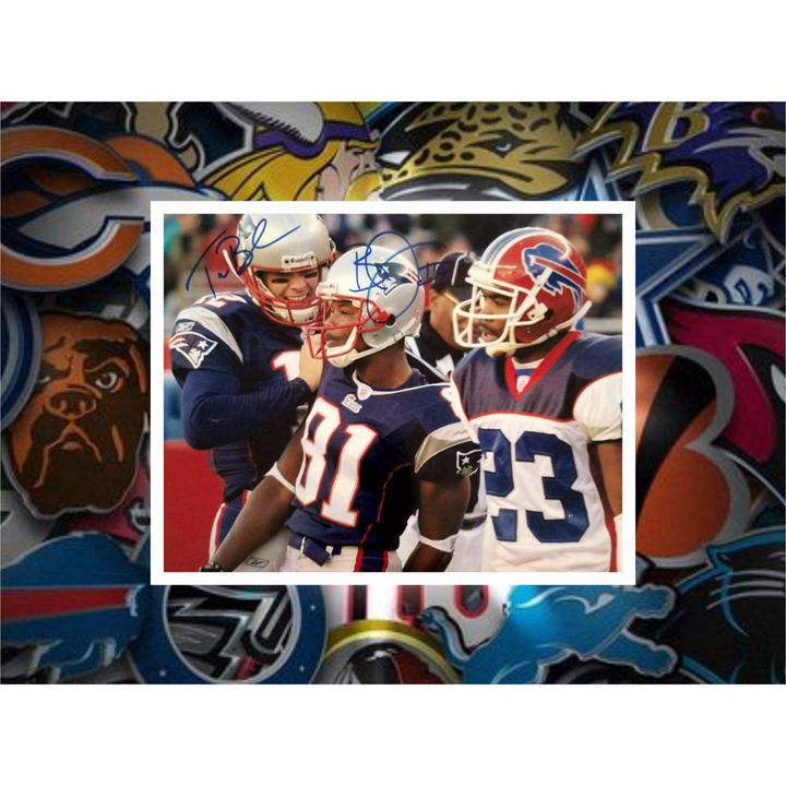 Tom Brady and Bethel Johnson 8x10 photo signed