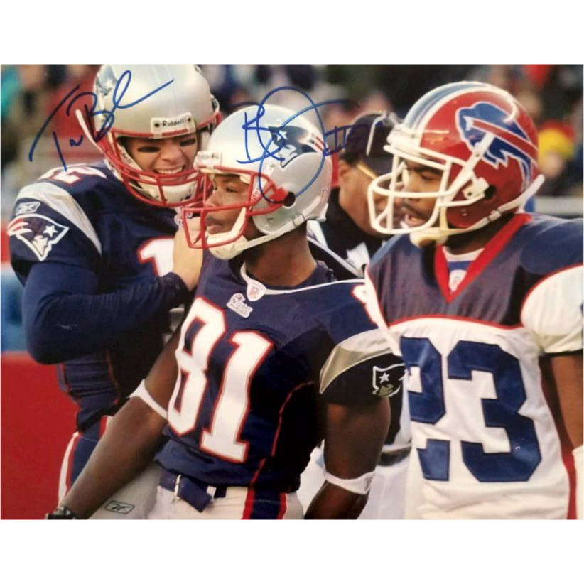 Tom Brady and Bethel Johnson 8x10 photo signed