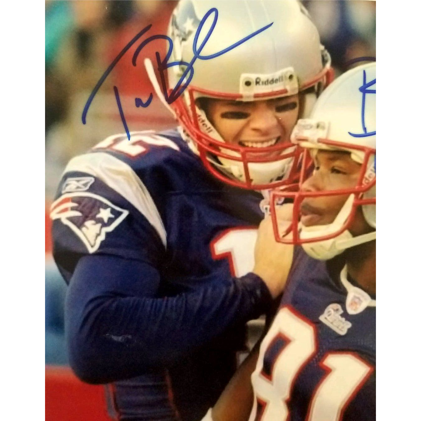 Tom Brady and Bethel Johnson 8x10 photo signed