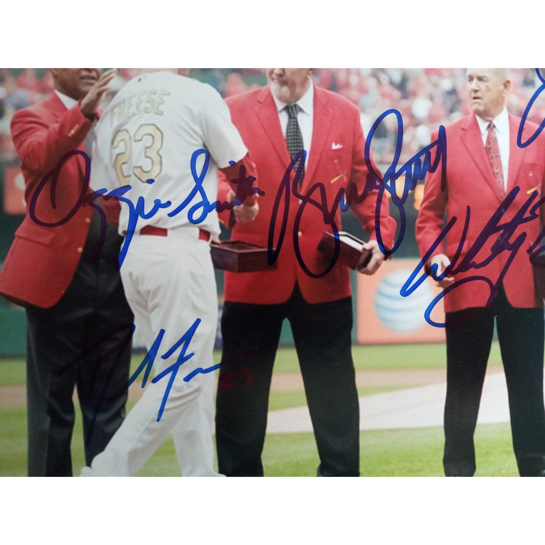 Ozzie Smith, Bruce Sutter, Whitey Herzog 8 by 10 signed photo with proof - Awesome Artifacts 